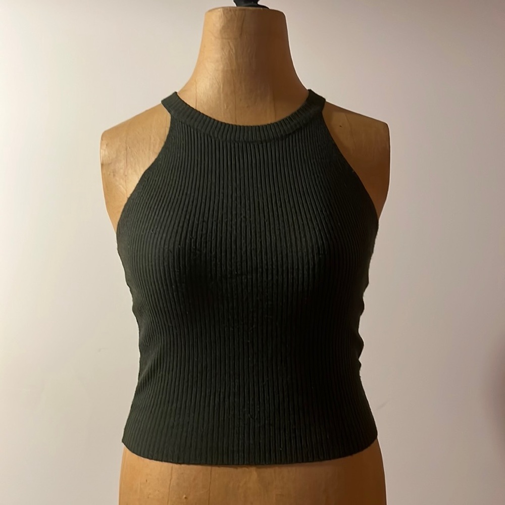Knit dark green tank top